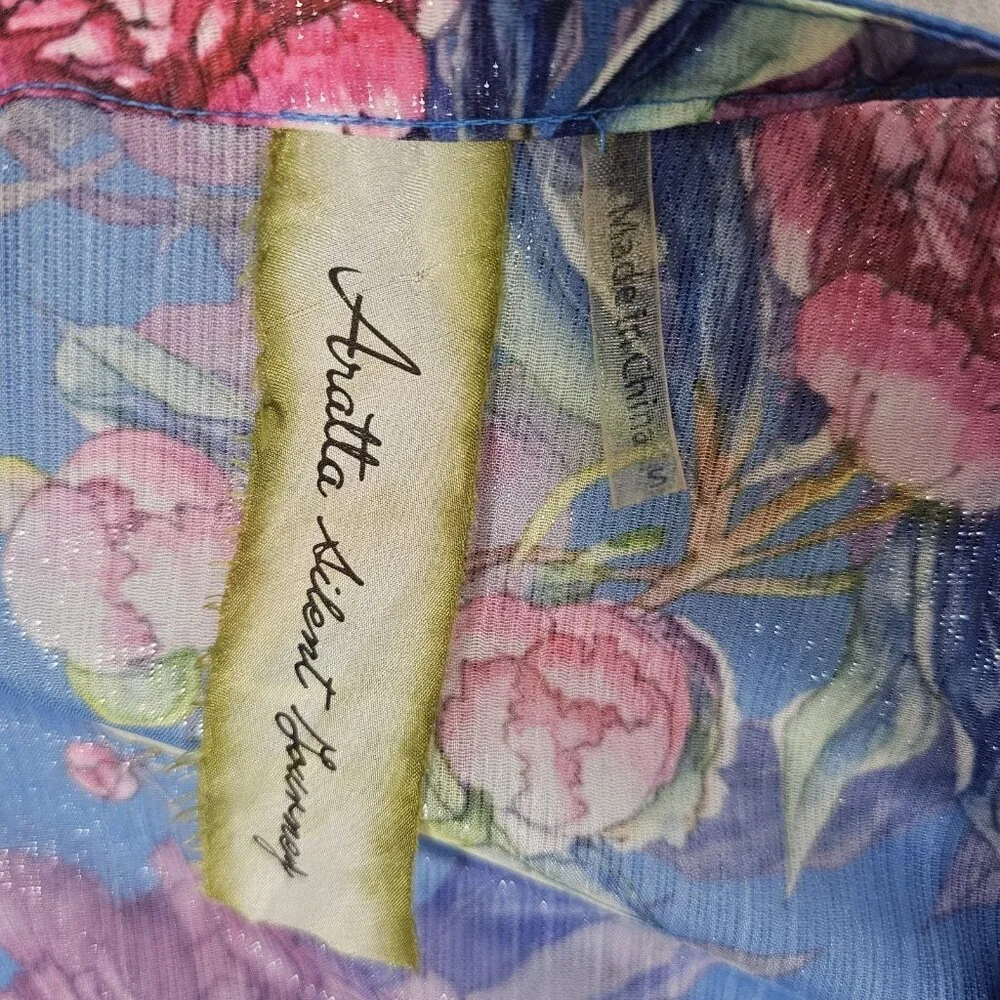 Aratta Silent Journey Small Floral Embroidered Maxi Dress Boho Chic Flowy READ - Picture 3 of 10